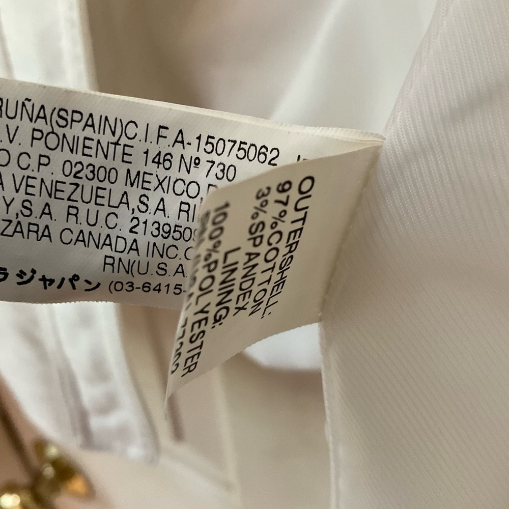 Zara White Jacket w/ Cinch Waist Belt, Zip Front, Pockets, Turn Back Cuf… - Picture 8 of 15